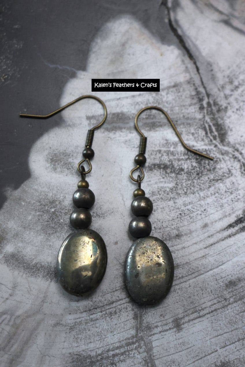 Kalen's Feathers & Crafts - Pyrite Earrings